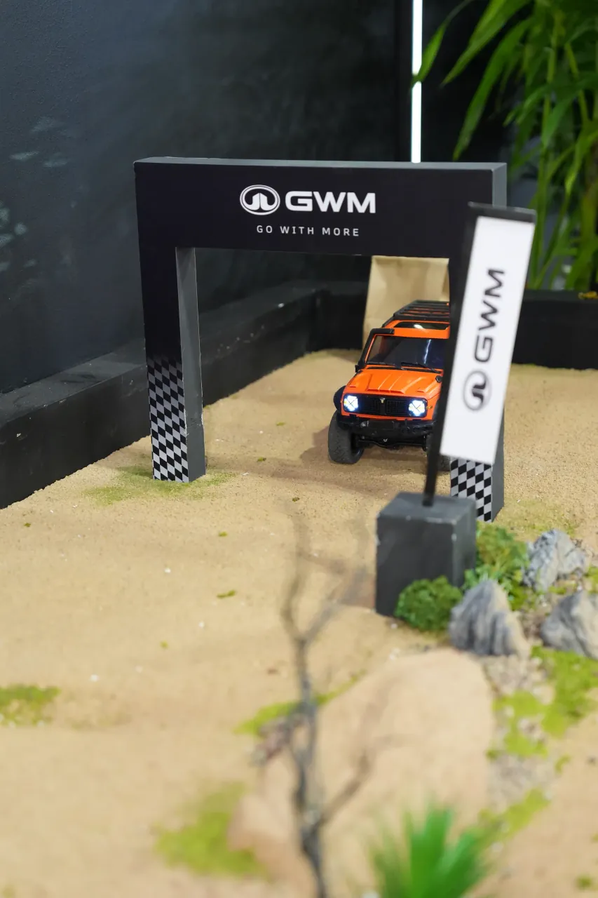 GWM stand with an off-road diorama and display vehicle