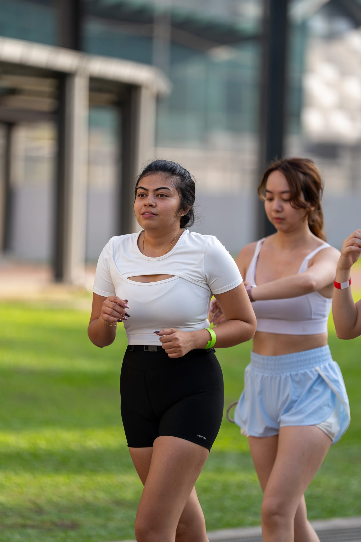 Two runners in morning light